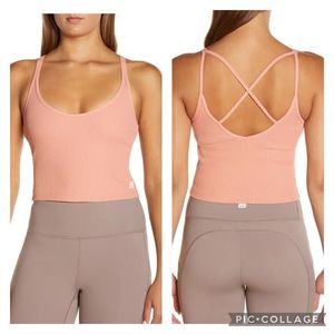 Vuori Ribbed Criss Cross Crop Tank Top